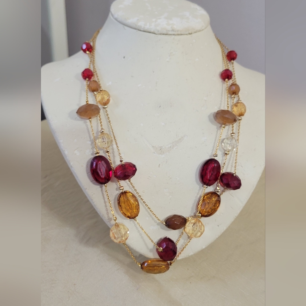 Double Strand Multi-Color Gemstone Necklace